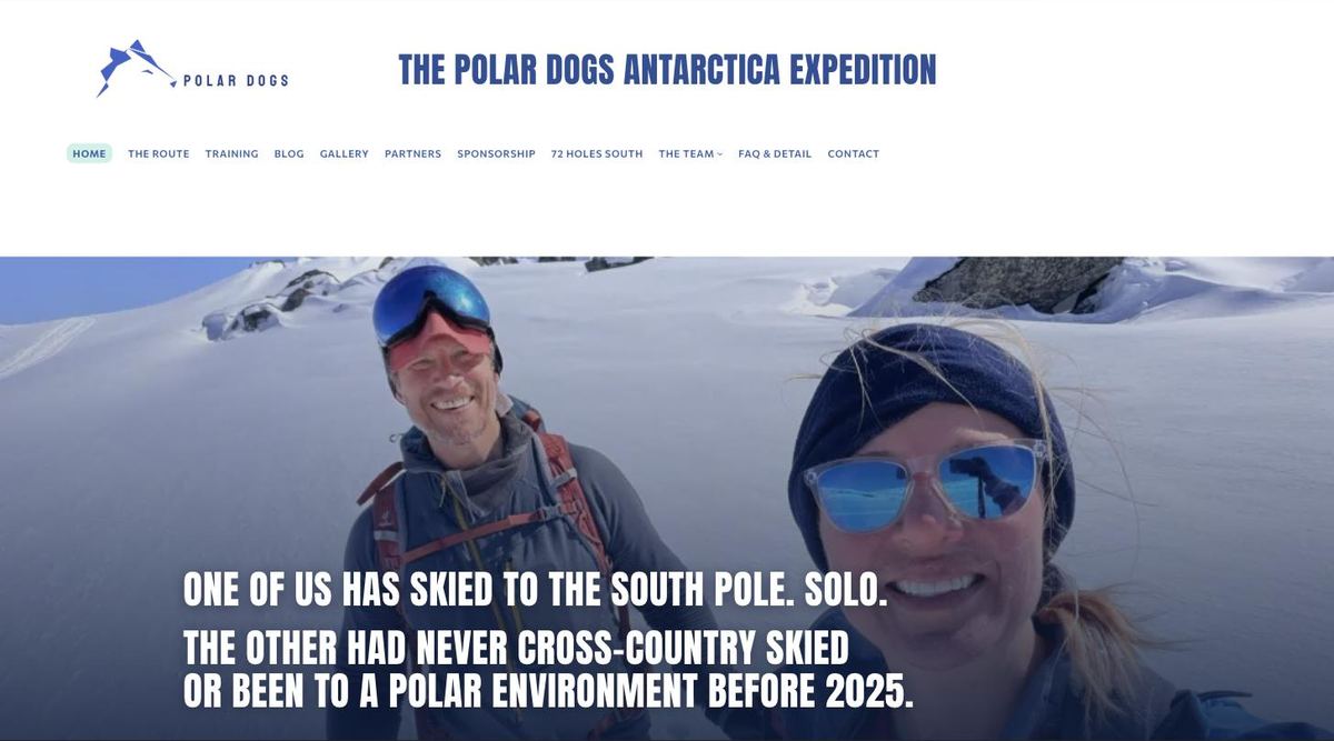 The Polar Dogs Antarctica Expedition homepage at polardogs.uk